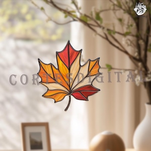 Maple Leaf Stained Glass Pattern PDF Download – Fall Suncatcher Template, Autumn Leaf Window Hanging, DIY Glass Art Craft Pattern