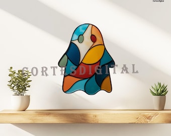 Ghost Stained Glass Pattern, Halloween Suncatcher Template, Diy Window Hanging for Spooky Season, Instant Download PDF PNG SVG, N5.HA253)