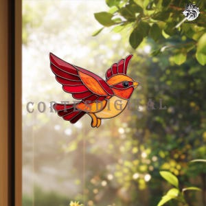 SI64- Flying Bird Stained Glass Pattern, Diy Window Hanging Glass Art, Beginner Friendly Suncatcher Design, Instant Download PDF PNG SVG
