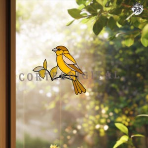 Yellow Bird Stained Glass Pattern, Goldfinch Suncatcher Template, Easy Beginner-Friendly DIY Glass Art for Window, Instant Download PDF SVG