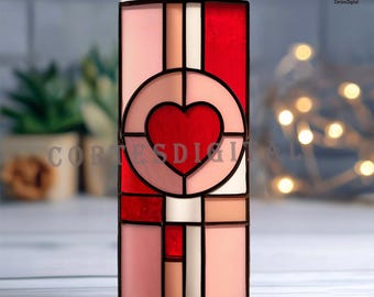 Two Hearts, One Love Stained Glass PDF Pattern - Etsy