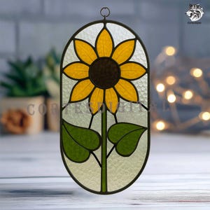 Sunflower Stained Glass Pattern, DIY Summer Floral Suncatcher Template, Instant Download (PDF SVG Png, N5.PA01)