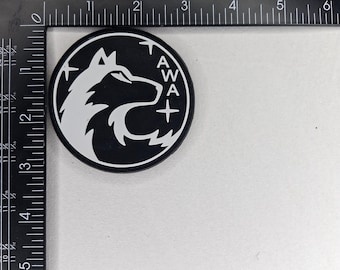 Custom PVC Wolf Tactical Patch – High Contrast Black & White – HighPeak Hook-and-Loop Morale Patch