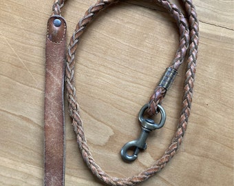Vintage Leather Braided Dog Leash