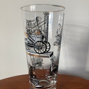 Vintage Libbey Train Steam Engine Drinking Glass 16oz