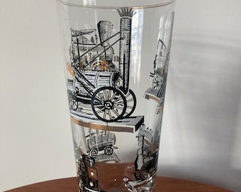 Vintage Libbey Train Steam Engine Drinking Glass 16oz