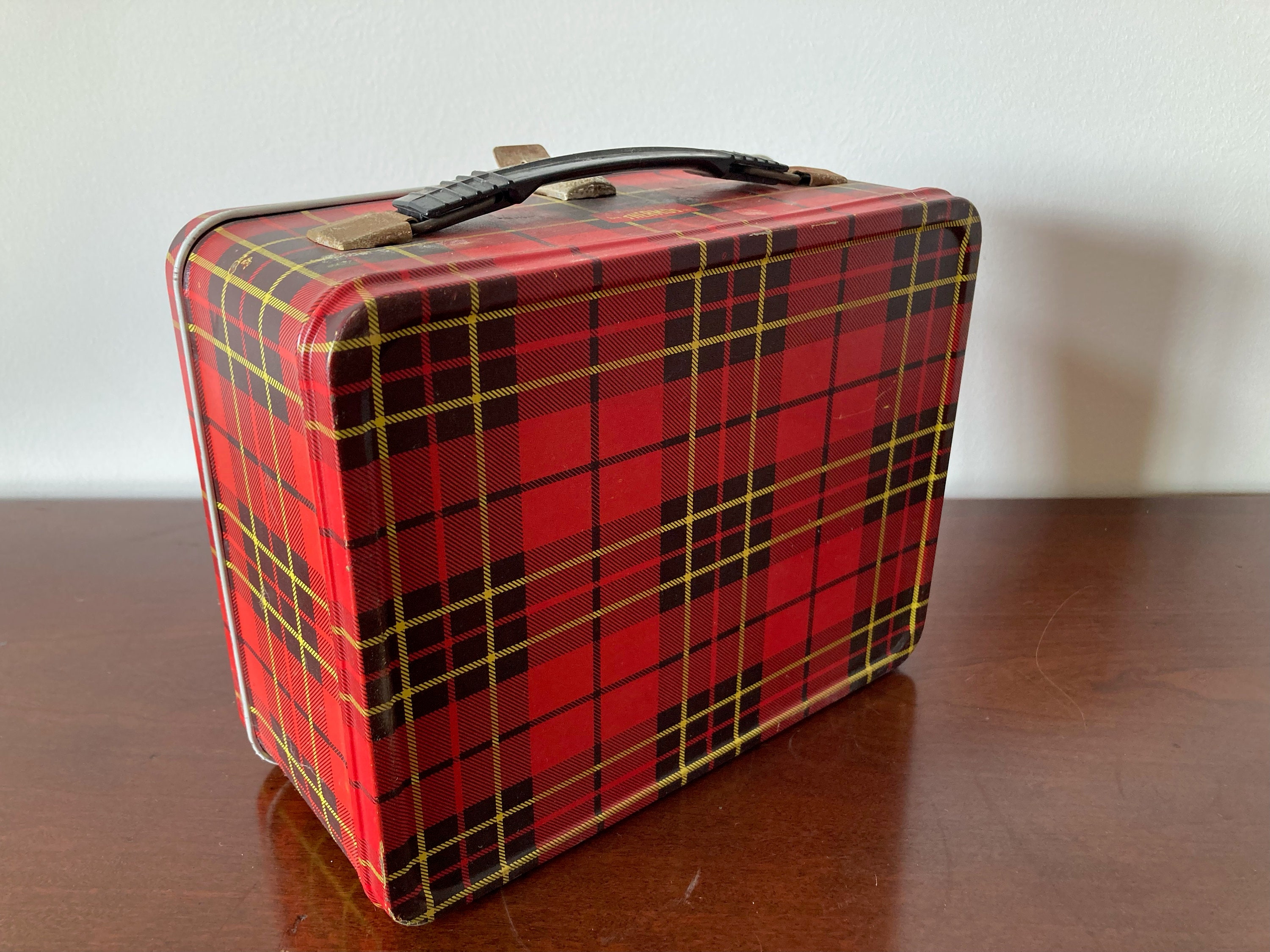 Metal Plaid Thermos Brand Lunch Box Etsy
