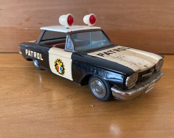 Vintage Tin Police Patrol Car Ichiko Made in Japan 1960s - Etsy