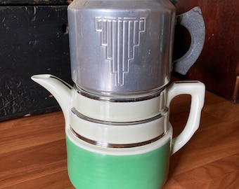 Vintage Hall's Ceramic Drip-O-Lator Coffee Pot Art Deco Style