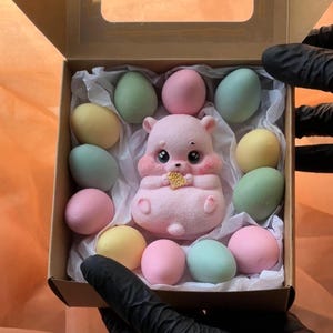 Soap Arrangement With a Hamster and eggs, Hand Wash, Decorative Easter Gift For Her, Funny Gift For Kids