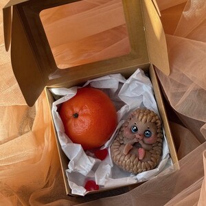 Cute Hedgehog and Mandarin Citrus Soap – Milky Chocolate & Fresh Scented Bath Soaps for Kids and Gifts