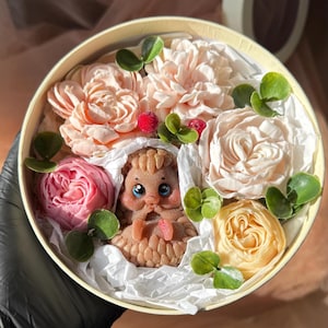 Flower Soap Arrangement With a Hedgehog, Body Wash, Funny Hedgehog Shaped Soap, Decorative Realistic Easter Gift For Girlfriend