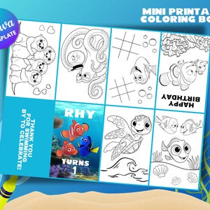 Finding Nemo Coloring Book Party Favors: Personalized Mini Activity (PDF Downloadable Template)