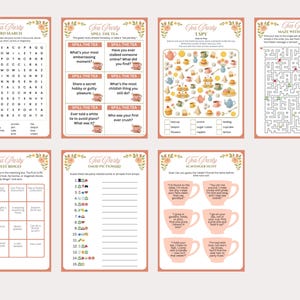 Tea Pictionary Tea Party Games Bundle – 15 Printable Games for Girls’ and Ladies ...
