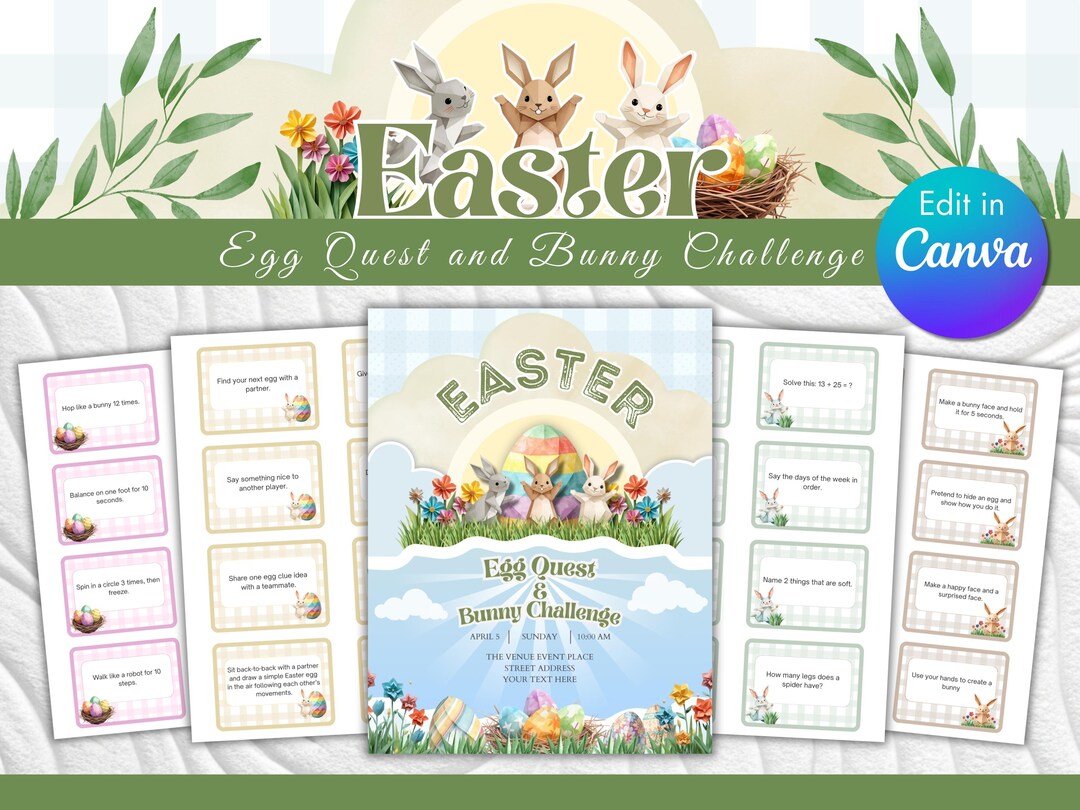 Easter Egg Hunt Challenge Game for Kids | Printable Easter Activity ...