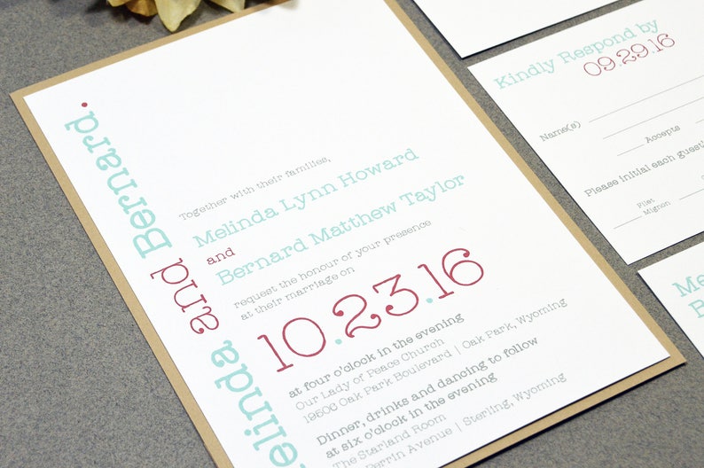Modern Wedding Invitation Suite Typewriter Wedding Invites Etsy
