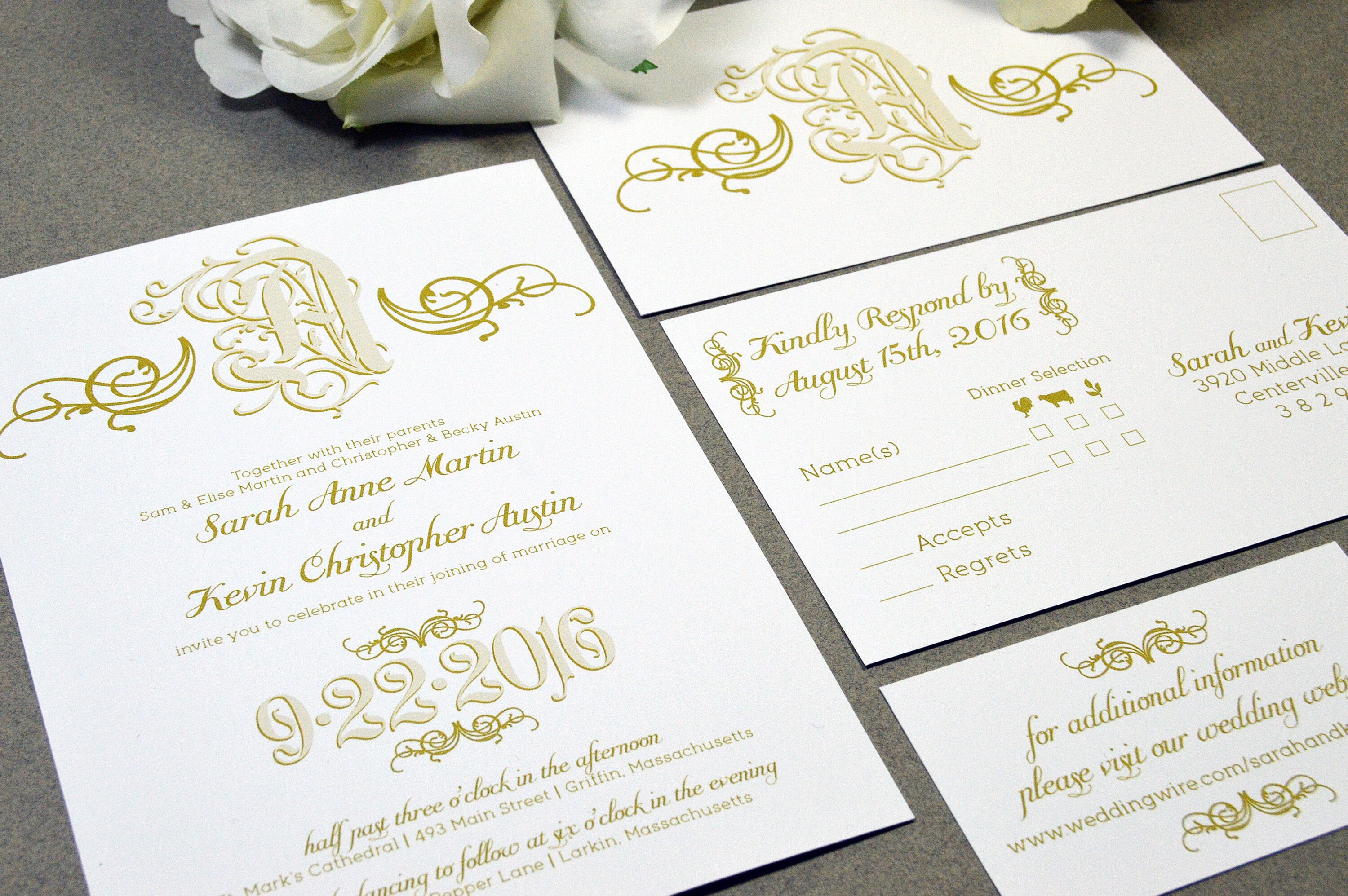 Monogram Wedding Invitations Swirl Invites Calligraphy Script | Etsy