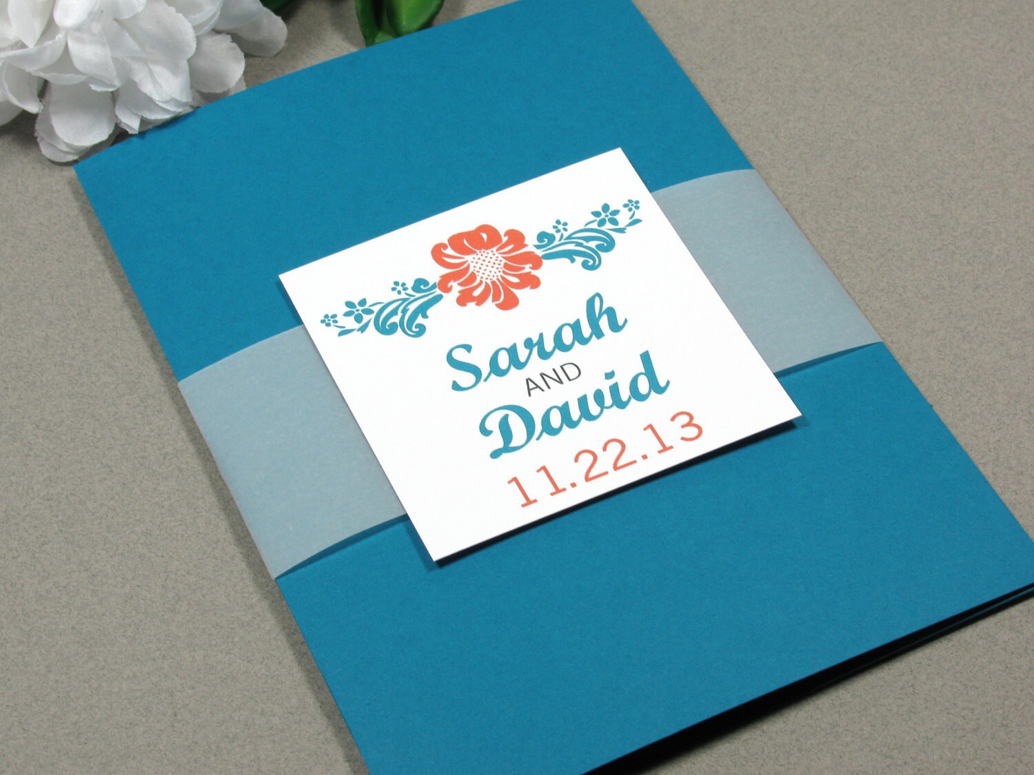 Damask Wedding Invitations Floral Pocket Suite Sunflower Etsy