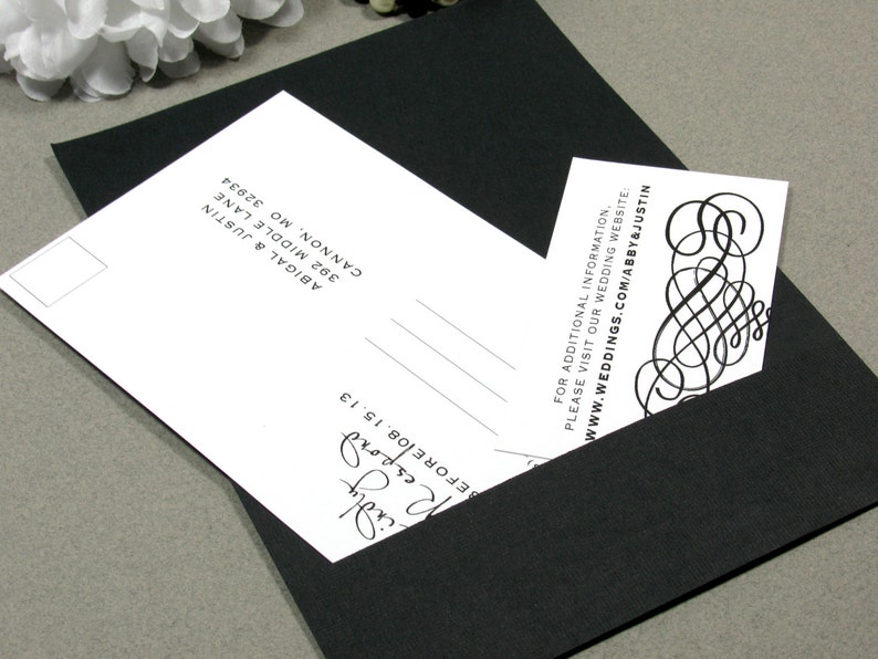 Black and White Wedding Invitation Suite Handwritten