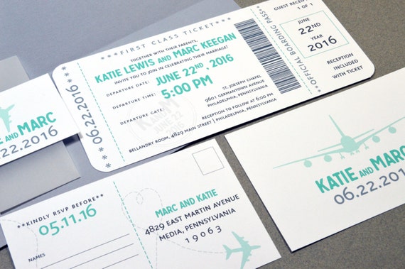 Boarding Pass Wedding Invitations Plane Ticket Invite Set ...