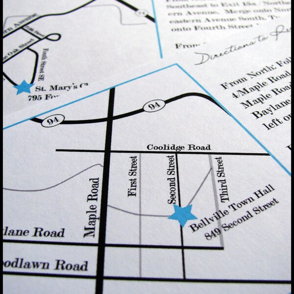 Custom Map, Directions, and Accommodations Card for Wedding , Reception , Shower or Party