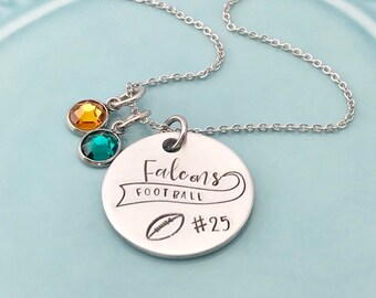 Sport Mom - Falcons Football - Team Jewelry - Football Necklace - Football Mom - Football Charm - Team Name - Personalized Jewelry