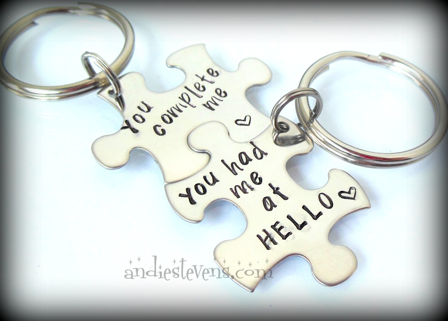 Personalized Couples Keychain Set Puzzle Piece Keychains Etsy