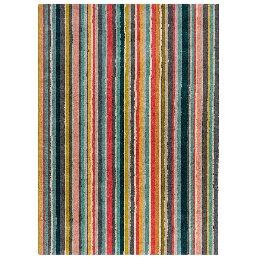 Striped Wool Rugs Hand-tufted Wool Rug: Colorful Striped Boho Decor - Etsy