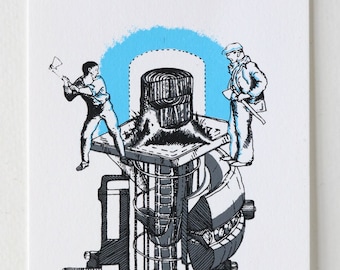 Serigrafía de ciencia ficción inspirada en dibujos antiguos: "Árbol de crecimiento automático".