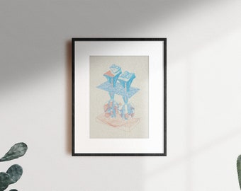 Wall decor, original screen print, scientific design