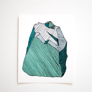 Aquamarine Gem Stone // Silkscreen Print // Pisces