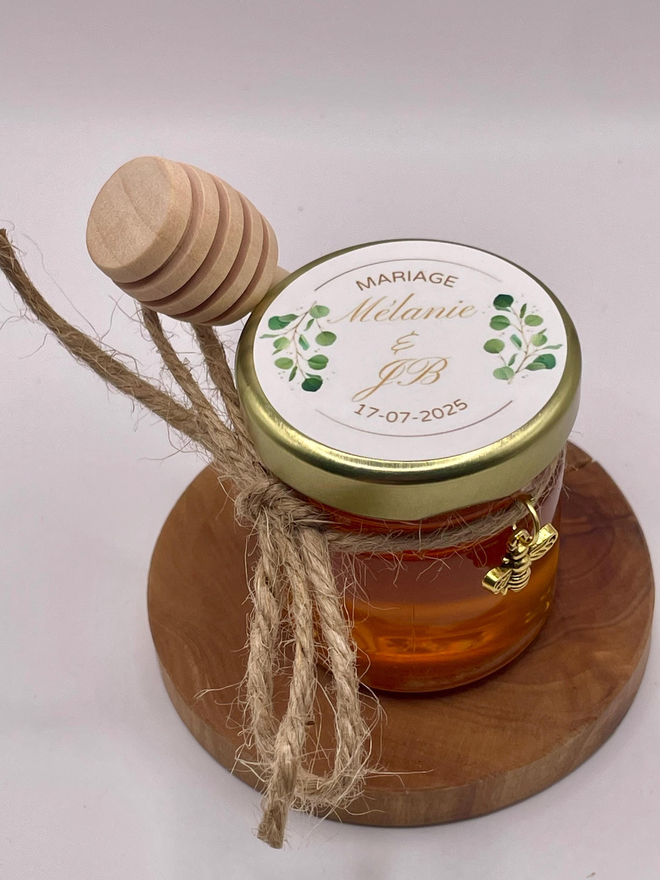 Pot de Miel Personnalisé – Thème Eucalyptus pour Mariage