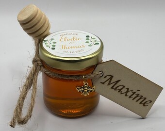 Small Jar of Honey & Personalized Place Card - wedding - christening - birthday ...