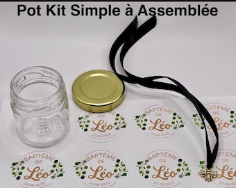 Empty jar to personalize_Kit for wedding, baptism, birthday, baby shower gifts... To fill with honey, sugared almonds, jam, sweets...