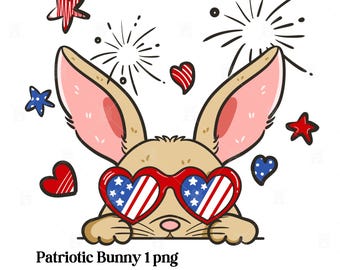 Patriotic Bunny PNG – 4th of July Rabbit Clipart (Digital Download)