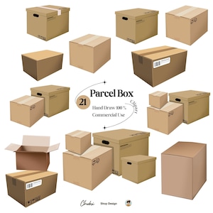 Parcel Box Clipart hand draw,Shipping Box,Watercolor Cardboard Box,Cardboard Box Clipart,Resealable Packaging,Transparent PNG,Commercial Use
