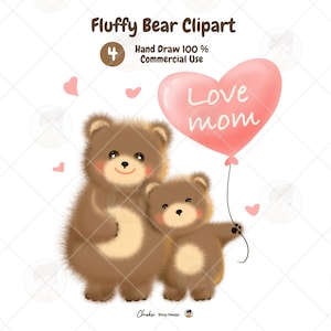 Schattige bruine pluizige beer illustraties, speciale dag beer cadeau png, cartoon moeder en baby beer illustraties, print op T-shirt png, beer koffiekopje png