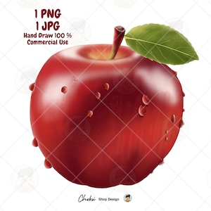 Imágenes prediseñadas de manzana, PNG de fruta roja, imágenes prediseñadas digitales, manzana de acuarela para manualidades, PNG de fruta de exportación, imprimible de diario basura, arte imprimible