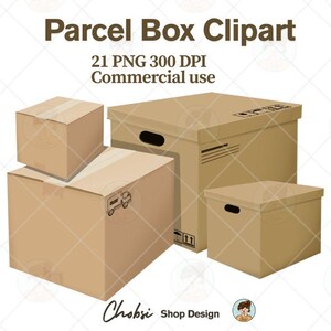 Parcel Box Clip Art, Shipping Box, Watercolor Cardboard Box, Cardboard Box Clipart, Resealable Packaging,Transparent PNG, Commercial Use