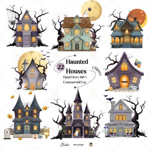 Casa embrujada de Halloween dibujada a mano, imágenes prediseñadas de acuarela, imágenes prediseñadas de Halloween, imágenes prediseñadas de Halloween en acuarela, casa abandonada, casa embrujada, png