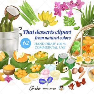 Traditionelle thailändische Desserts verwenden natürliche Farben Clipart.Desserts werden aus thailändischen Früchten hergestellt.Pakete werden aus Bananenblättern hergestellt.Kommerzielle Nutzung.