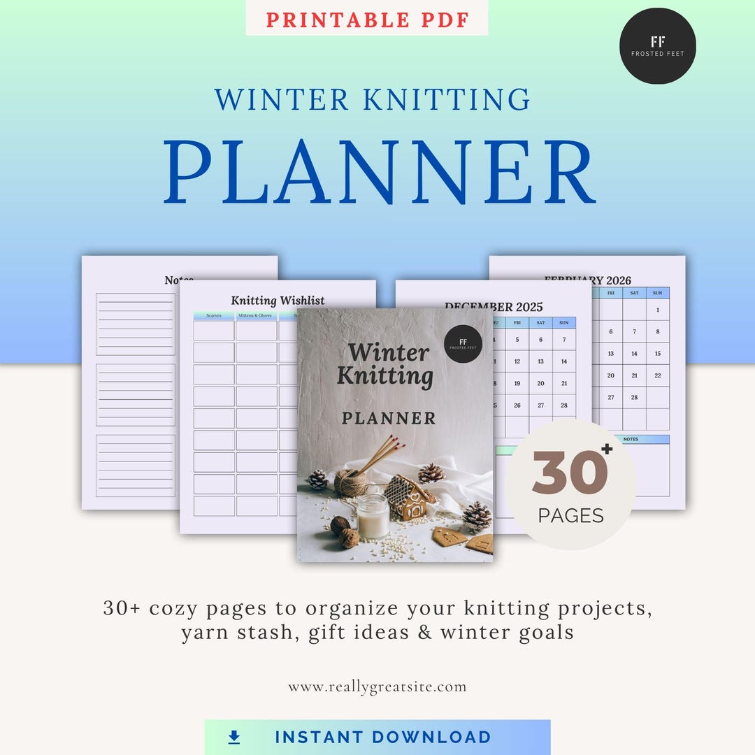 Winter Knitting Planner Printable PDF – 33 Cozy Pages for Projects ...