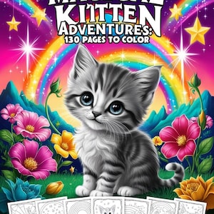 Cute Kittens Coloring Book for Kids – 130 Adorable Cat Sketches to Color – Printable PDF – Bonus Pages Included