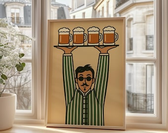 ピカソのビールのパロディ絵画、ダイニングルームアート、夫への記念日