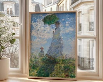 クロード・モネの版画、モネ夫人と息子、印象派の母子アート