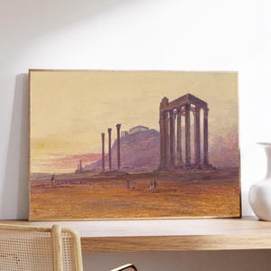 Edward Lear The Temple of Olympian Zeus Poster, Ancient Ruins, Greece, Antique Artwork, Greek History, Vintage Print, Greece Print