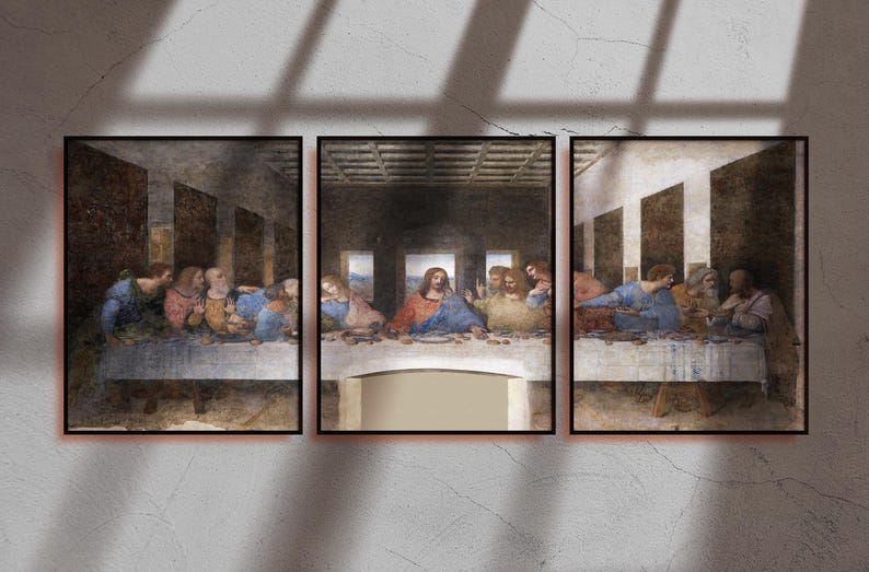 Leonardo Da Vinci Last Supper Poster Set, Religious Wall Art, Jesus ...