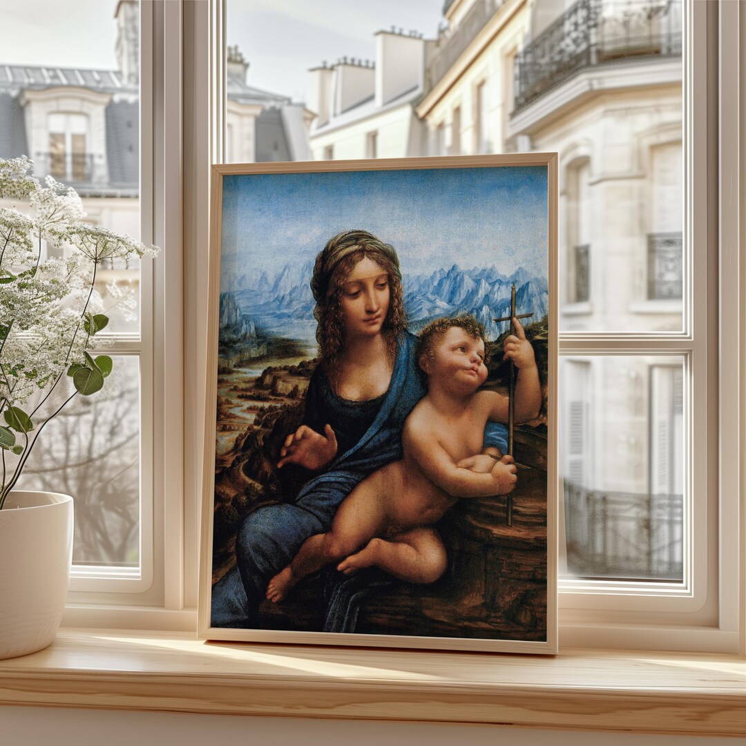 Leonardo Da Vinci Madonna of the Yarnwinder Poster, Vintage Print
