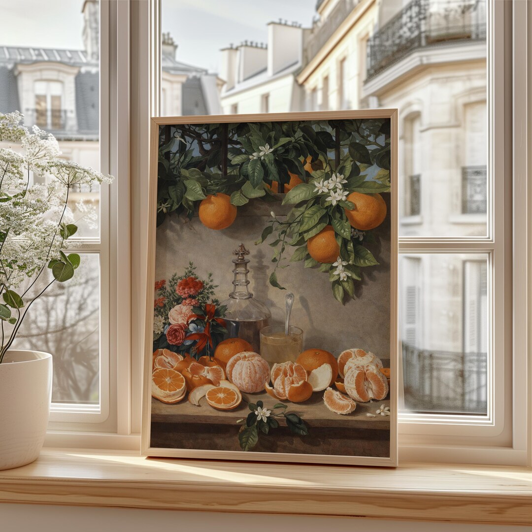 Vintage Orange Still Life Poster, Citrus Fruit Kitchen Wall Art Print ...