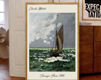 Claude Monet  Seascape Storm 1866 Poster, Serene Art Print for Home Decor, Vintage Poster, Museum Poster, Premium poster, Matte Material